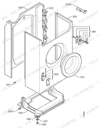 Взрыв-схема стиральной машины Electrolux EW934S - Схема узла Cabinet + armatures